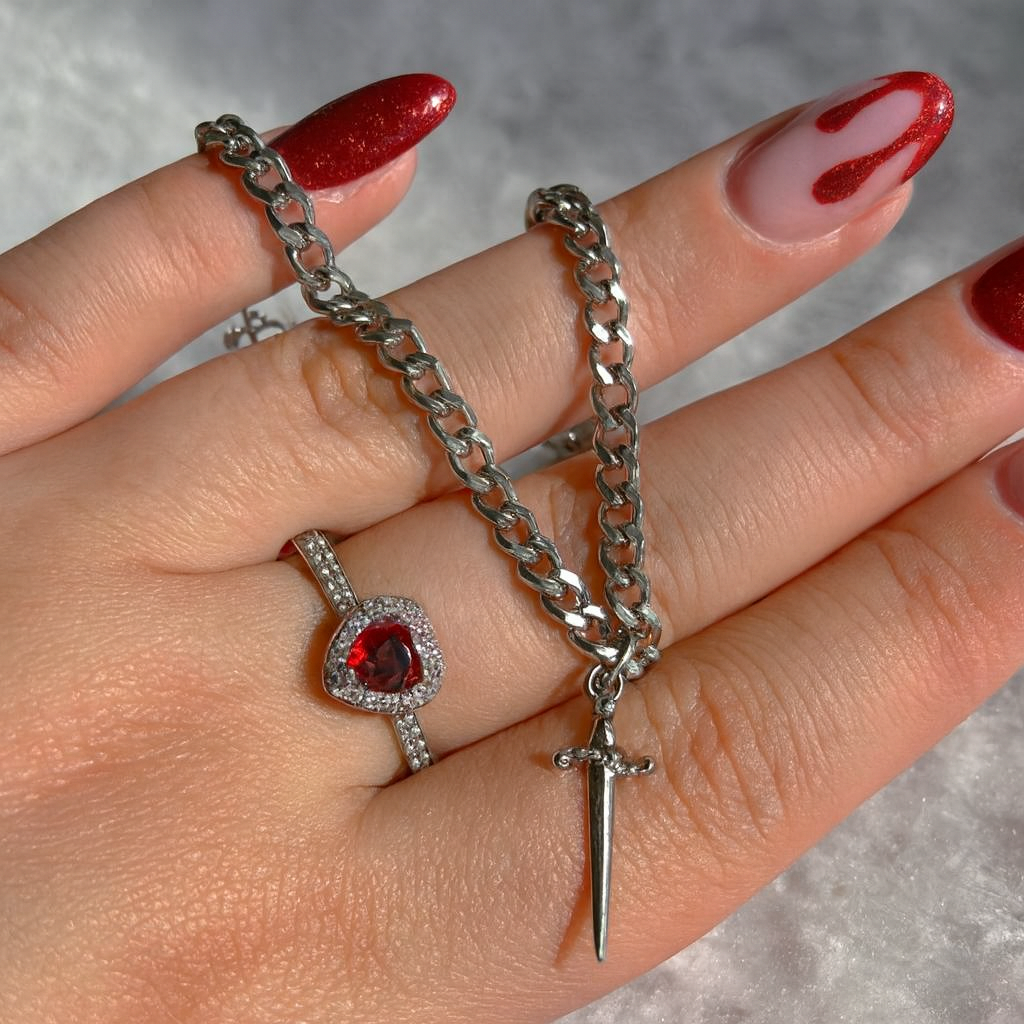 Bloodbound Heart – Ring- & Armband-Set aus 18K vergoldetem Edelstahl