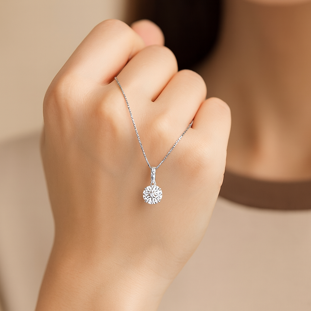 Eternal Grace – Moissanit 925 Sterling Silber Anhänger Halskette