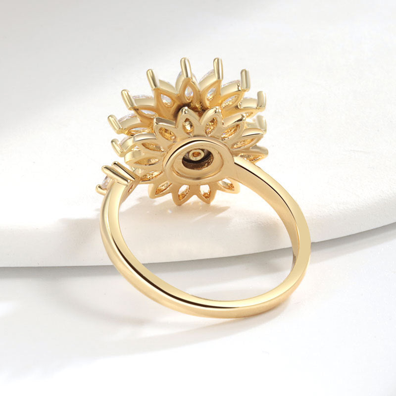 Rotierender, größenverstellbarer Daisy-Ring S925 Silber