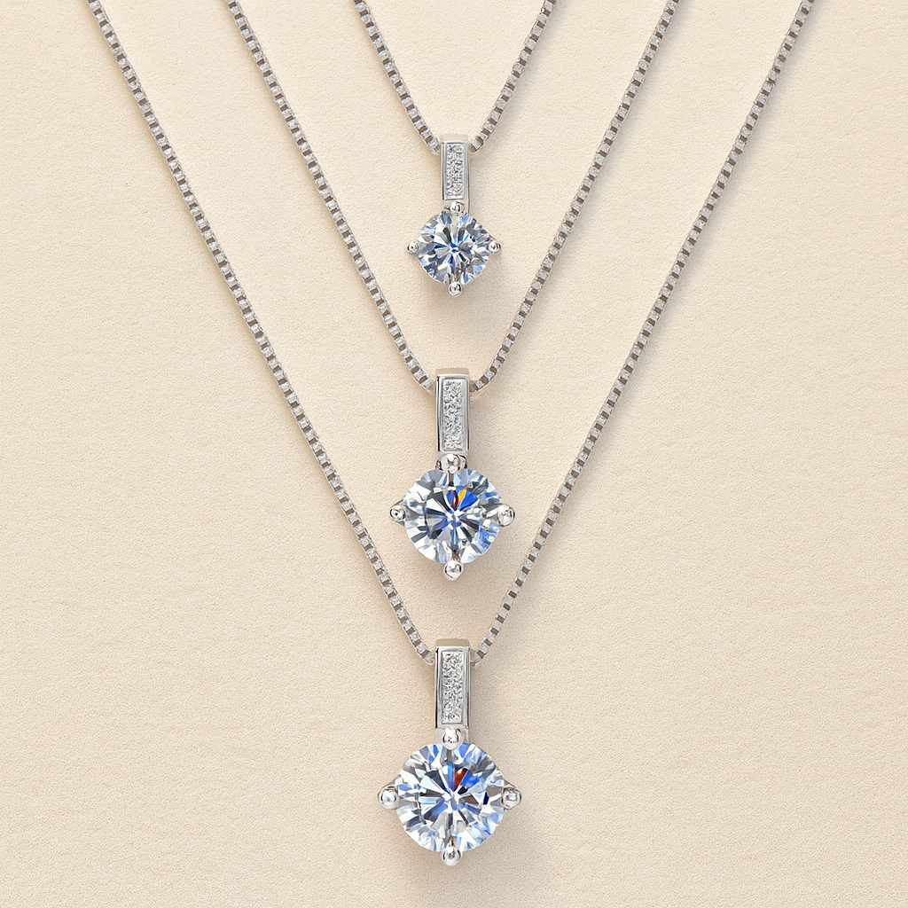 Eternal Grace – Moissanit 925 Sterling Silber Anhänger Halskette