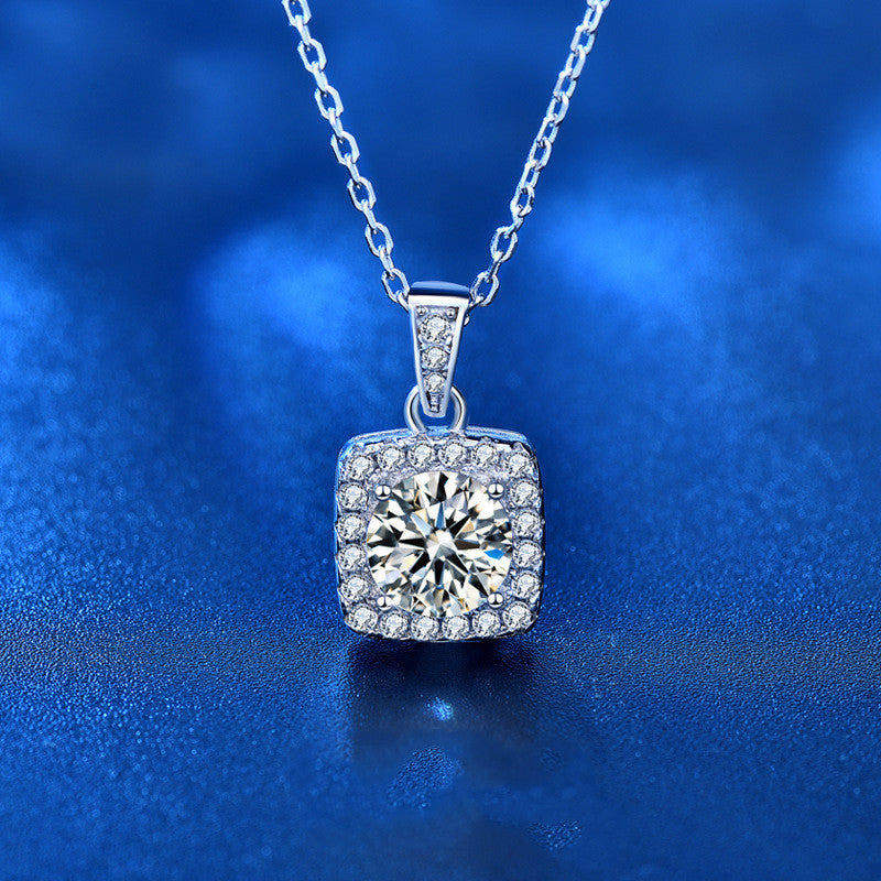 Kealie S925 Silber 1 Karat Moissanit Halskette
