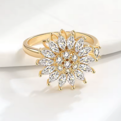 Rotierender, größenverstellbarer Daisy-Ring S925 Silber