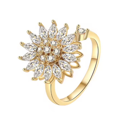 Rotierender, größenverstellbarer Daisy-Ring S925 Silber
