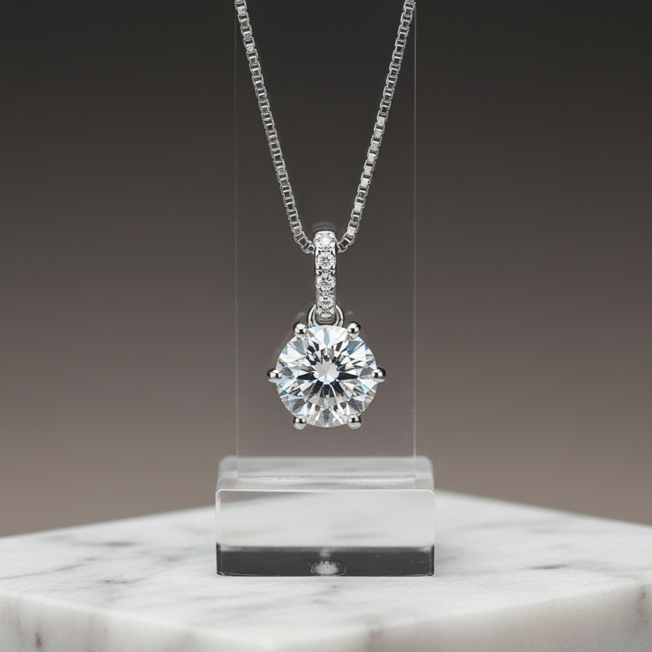 Eternal Grace – Moissanit 925 Sterling Silber Anhänger Halskette