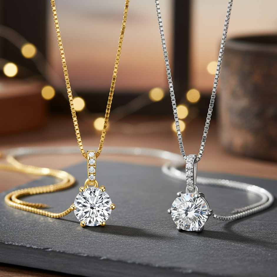 Eternal Grace – Moissanit 925 Sterling Silber Anhänger Halskette