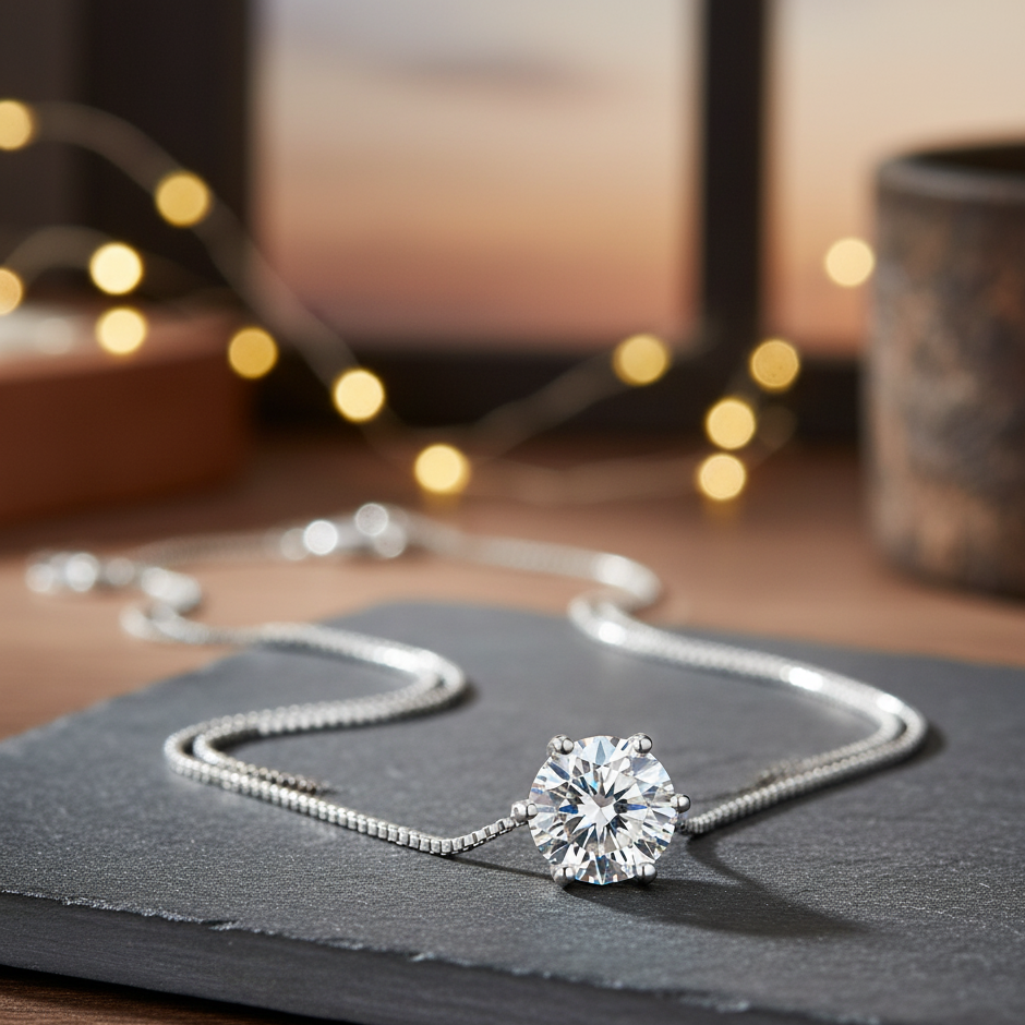 Eternal Grace – Moissanit 925 Sterling Silber Anhänger Halskette