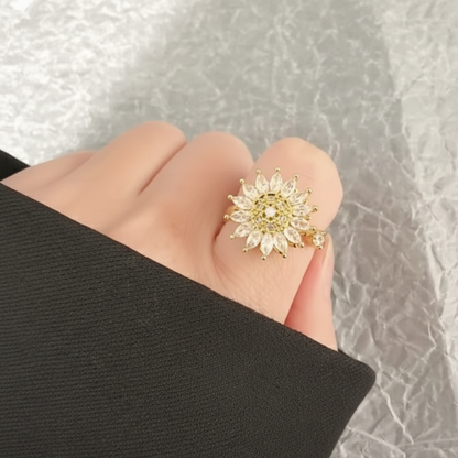 Rotierender, größenverstellbarer Daisy-Ring S925 Silber