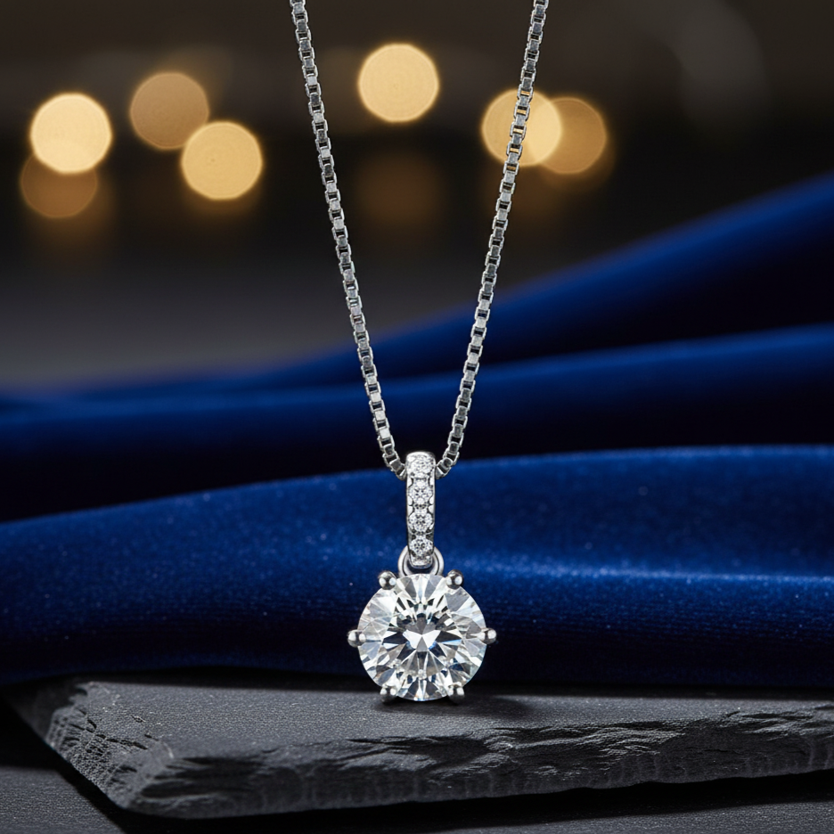 Eternal Grace – Moissanit 925 Sterling Silber Anhänger Halskette