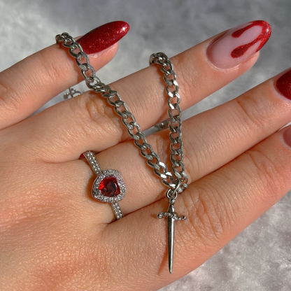Bloodbound Heart – Ring- & Armband-Set aus 18K vergoldetem Edelstahl