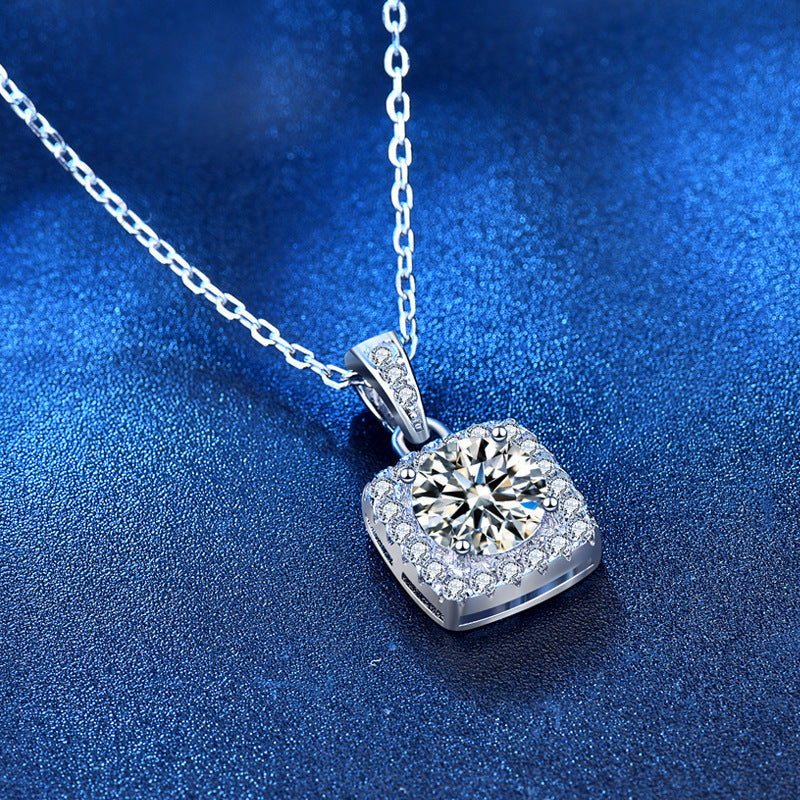 Kealie S925 Silber 1 Karat Moissanit Halskette