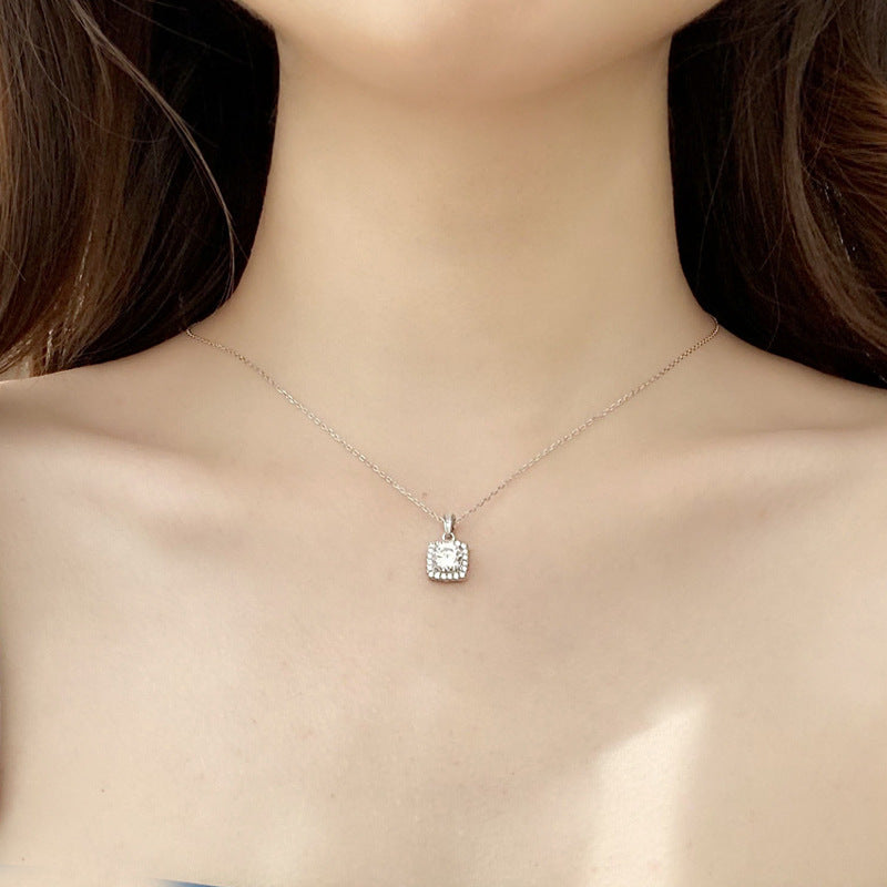 Kealie S925 Silber 1 Karat Moissanit Halskette